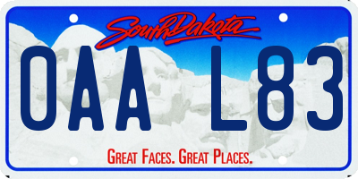 SD license plate 0AAL83