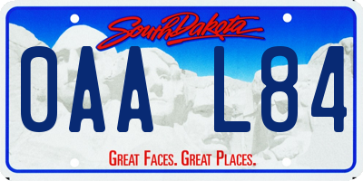 SD license plate 0AAL84