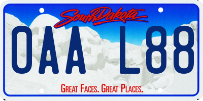 SD license plate 0AAL88