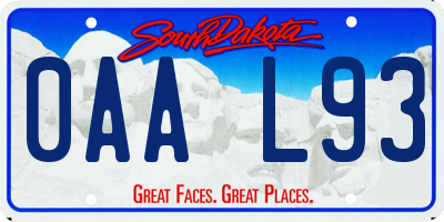 SD license plate 0AAL93