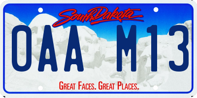 SD license plate 0AAM13