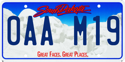 SD license plate 0AAM19