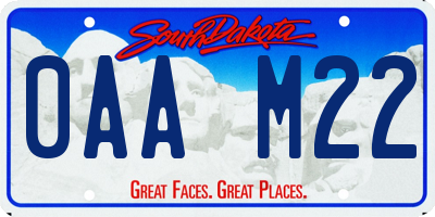 SD license plate 0AAM22