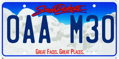 SD license plate 0AAM30