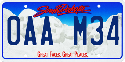 SD license plate 0AAM34