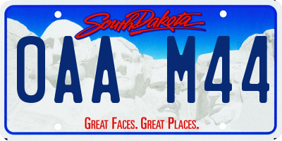 SD license plate 0AAM44