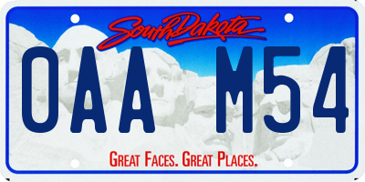 SD license plate 0AAM54