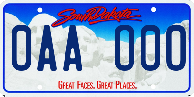 SD license plate 0AAO00