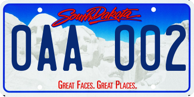 SD license plate 0AAO02