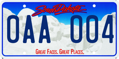 SD license plate 0AAO04