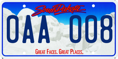 SD license plate 0AAO08