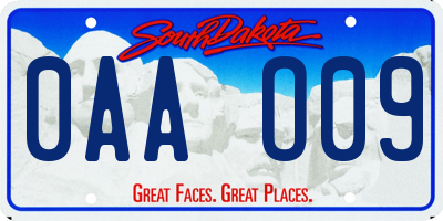 SD license plate 0AAO09