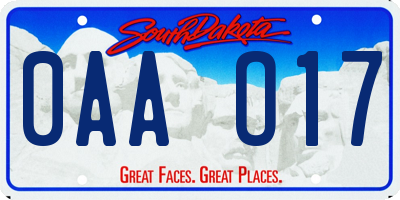 SD license plate 0AAO17