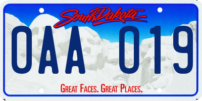 SD license plate 0AAO19