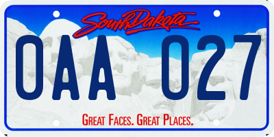 SD license plate 0AAO27