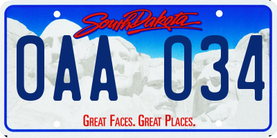 SD license plate 0AAO34