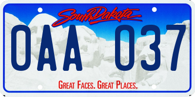 SD license plate 0AAO37