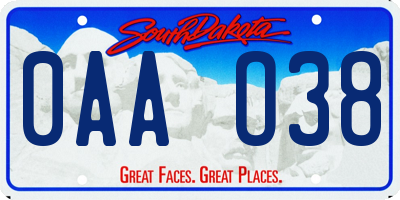 SD license plate 0AAO38