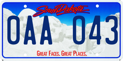 SD license plate 0AAO43