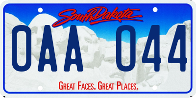 SD license plate 0AAO44