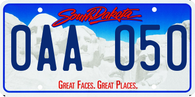 SD license plate 0AAO50