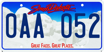 SD license plate 0AAO52