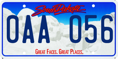 SD license plate 0AAO56