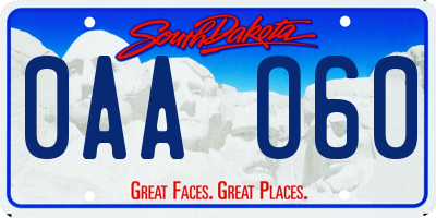 SD license plate 0AAO60