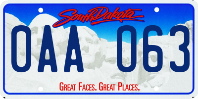 SD license plate 0AAO63