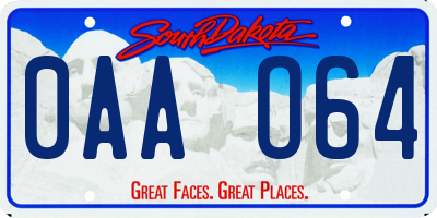 SD license plate 0AAO64