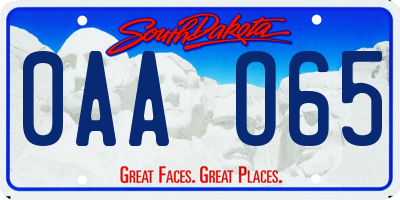 SD license plate 0AAO65