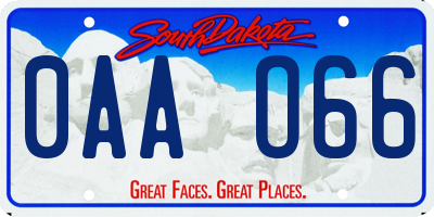 SD license plate 0AAO66