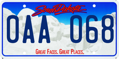 SD license plate 0AAO68