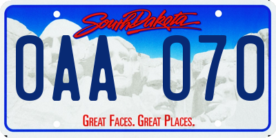 SD license plate 0AAO70