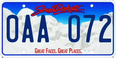 SD license plate 0AAO72