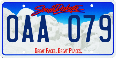 SD license plate 0AAO79