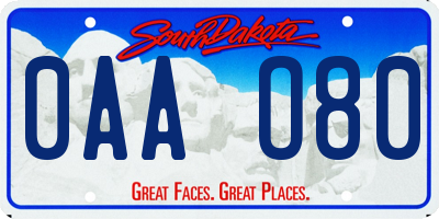 SD license plate 0AAO80