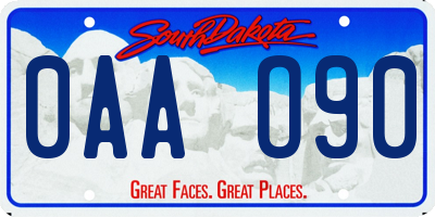 SD license plate 0AAO90