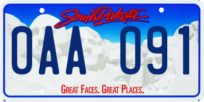 SD license plate 0AAO91