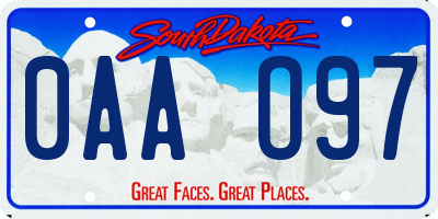 SD license plate 0AAO97