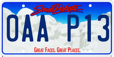 SD license plate 0AAP13