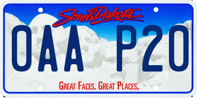 SD license plate 0AAP20