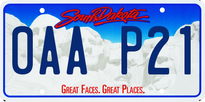 SD license plate 0AAP21