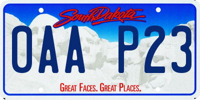 SD license plate 0AAP23