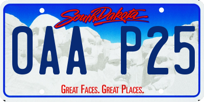 SD license plate 0AAP25