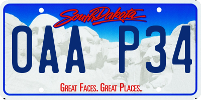 SD license plate 0AAP34