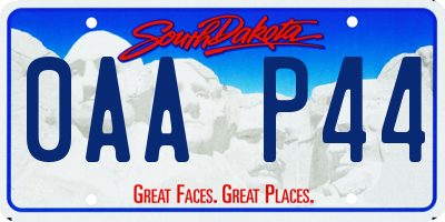 SD license plate 0AAP44