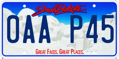 SD license plate 0AAP45