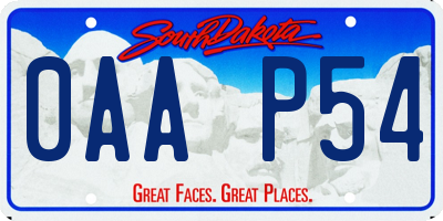 SD license plate 0AAP54
