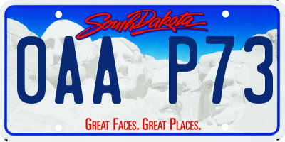 SD license plate 0AAP73